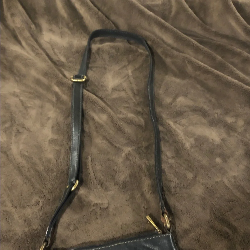 Vintage Fossil Black Leather Crossbody Bag